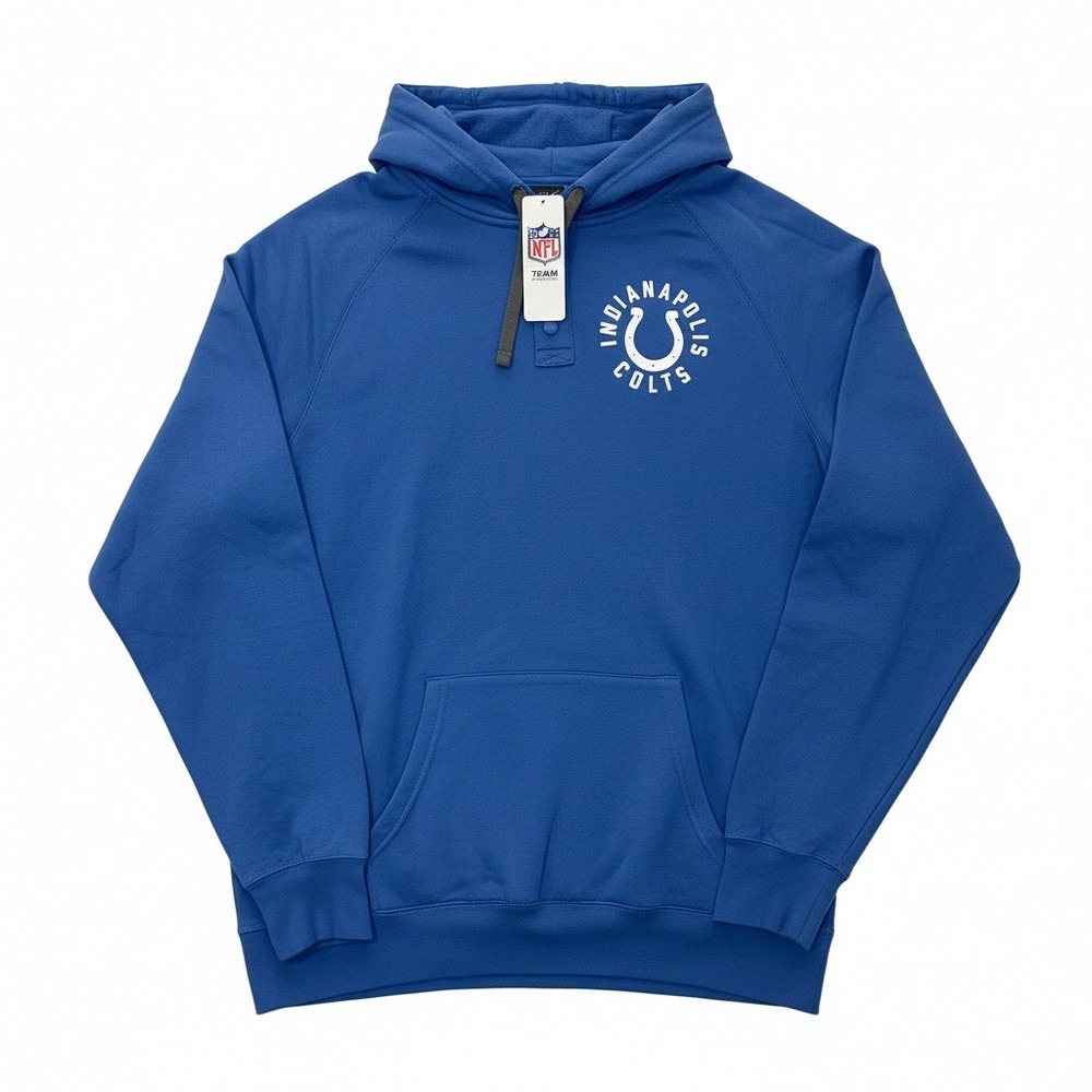 NFL Team Apparel Indianapolis Colts Mens 2XL Blue Henley Hoodie Sweatshirt NWT